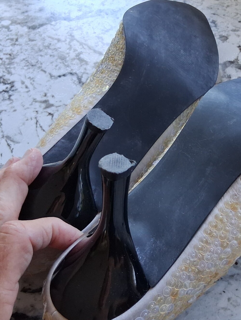 Impo Shimmering Silver Sequin Heels - Picture 7 of 8